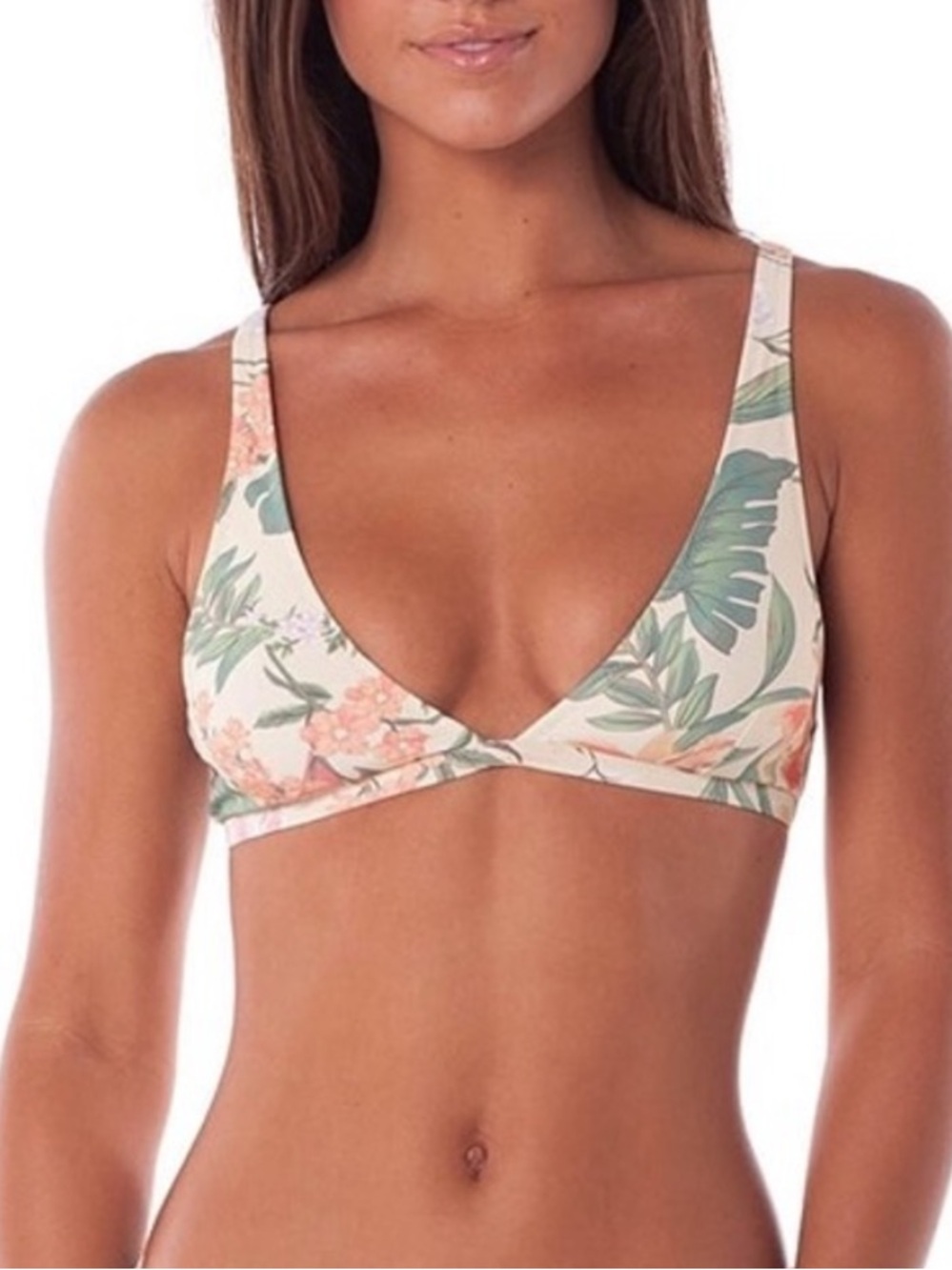 Rhythm Tropical Leaf Underwire Bikini Top in White, Green, Blue, Orange